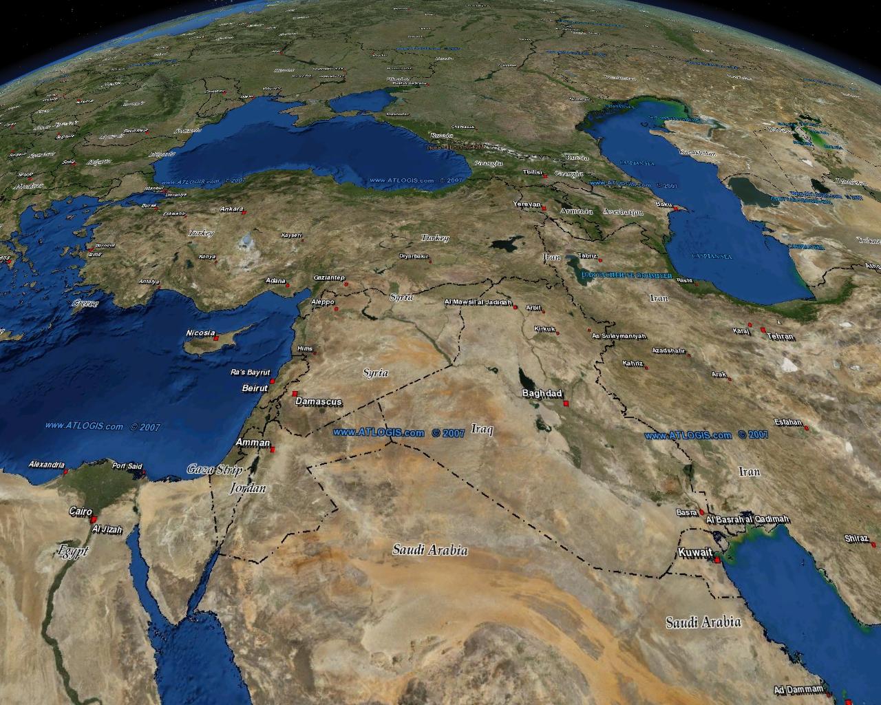 Satellite Map Middle East